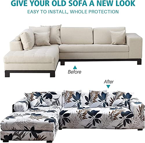 Ele Eleoption Sectional Couch Covers For Sectional Sofa L Shape 3 Cushion Couch Softness Stretch Sofa Covers Fabric Slipcover L-Shape 3+3 Seater Maple Leaf #TOP3
