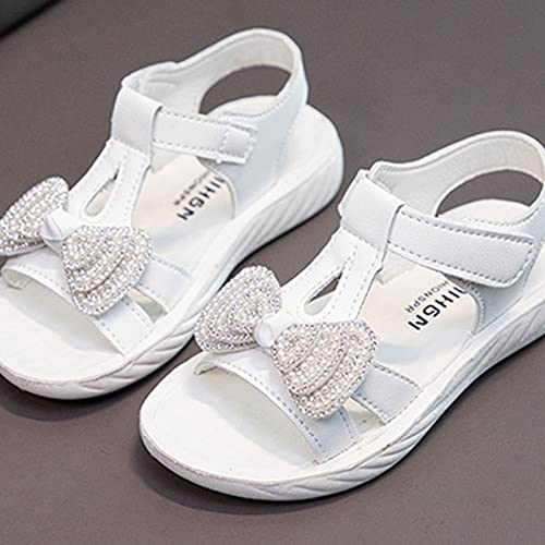 Toddler Girl Running Sports Sandals Little Girl Summer Dress Shoes Lightweight Open Toe Beach Holiday Sandals (White, 4.5-5 Years Little Child)4