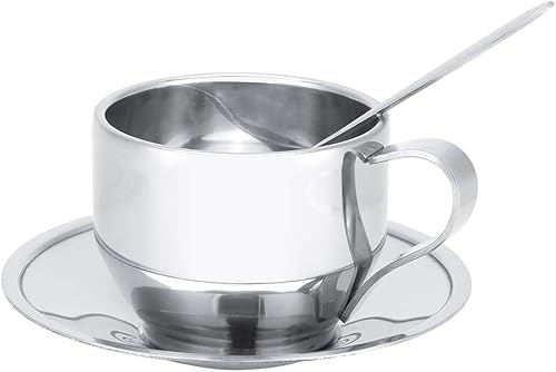 Miniatura 1 de Taza de café aislada, taza de café o té con tecnología de acero inoxidable de pared con elegante acabado espejo, ideal para capuchino, café con