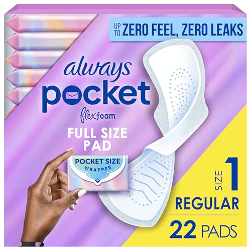 Always Pocket Flexfoam Pads Size 1 Regular with Wings 22 Count