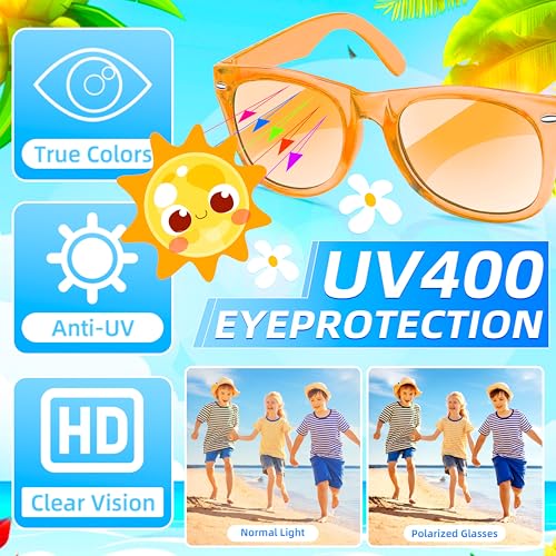 Kids Sunglasses Bulk, Neon Sunglasses for Gilrs Boys for Summer Pool Beach Party Favors Birthday Gifts Goody Bag Fillers4