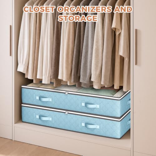 Image of Budding Joy 4 Pack Under bed Storage, Storage Bins with Clear Lids