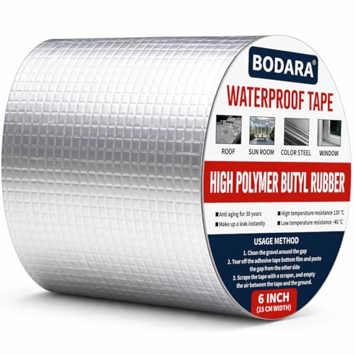 Image of 6-Inch Super Strong Adhesive Waterproof Tape for Permanent Roof Leak Repair, Surface Cracks, Window Gaps, Boat & Tank Sealing (Aluminum Tape - 06 Inch)