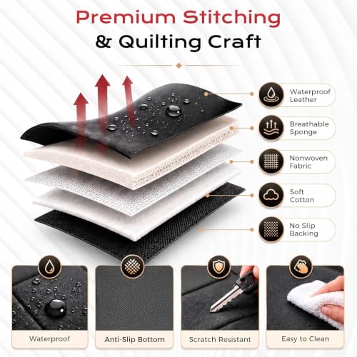 Image of Coverado Upgraded Full Set Leather Car Seat Covers, Custom Fit for Honda Accord 2018‑2022 EX, EX‑L, Touring, Sport, Hybrid, Waterproof Wear‑Resistant Auto Seat Protector Cushion, Black