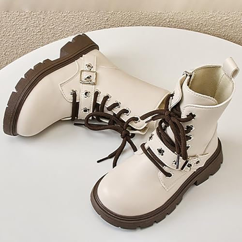 IWIHMIV Girls Ankle Boots Boys Leather Hiking Snow Boots With Side Zipper Lace Up Slip On Ankle Casual Walking Boot3