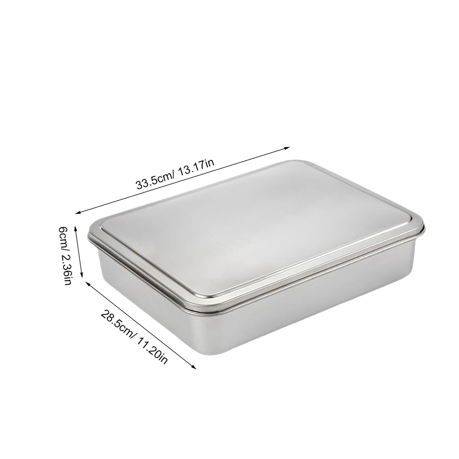 Molde para Pasteles Rectangular de Acero Inoxidable con Tapa Antiadherente Tamaño 335X285X6 CM Adecuado para Hornear Tiramisú y Conservar Postres Molde de Repostería