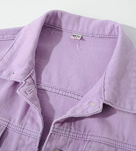 LifeShe Women's Basic Button Down Denim Jean Jacket Coat4
