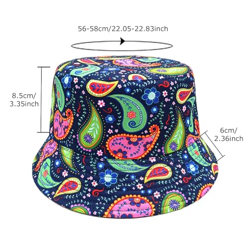 Image of Bucket Hat for Women Men,Travel Sun Beach Cap,Unisex Fishing Outdoor Boonie (Paisley Bohemia)