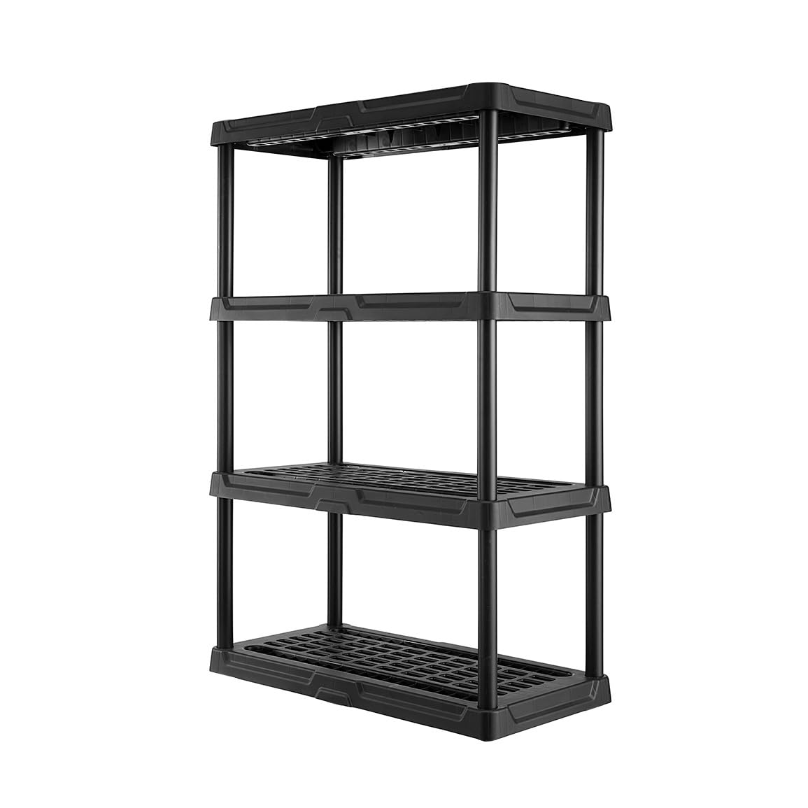 centrex cx 4-tier heavy duty plastic storage shelves that support up to 150lbs/shelf, organization and storage, weather-resistant design, easy assembly, black (53”h x 36”w x 18”d)