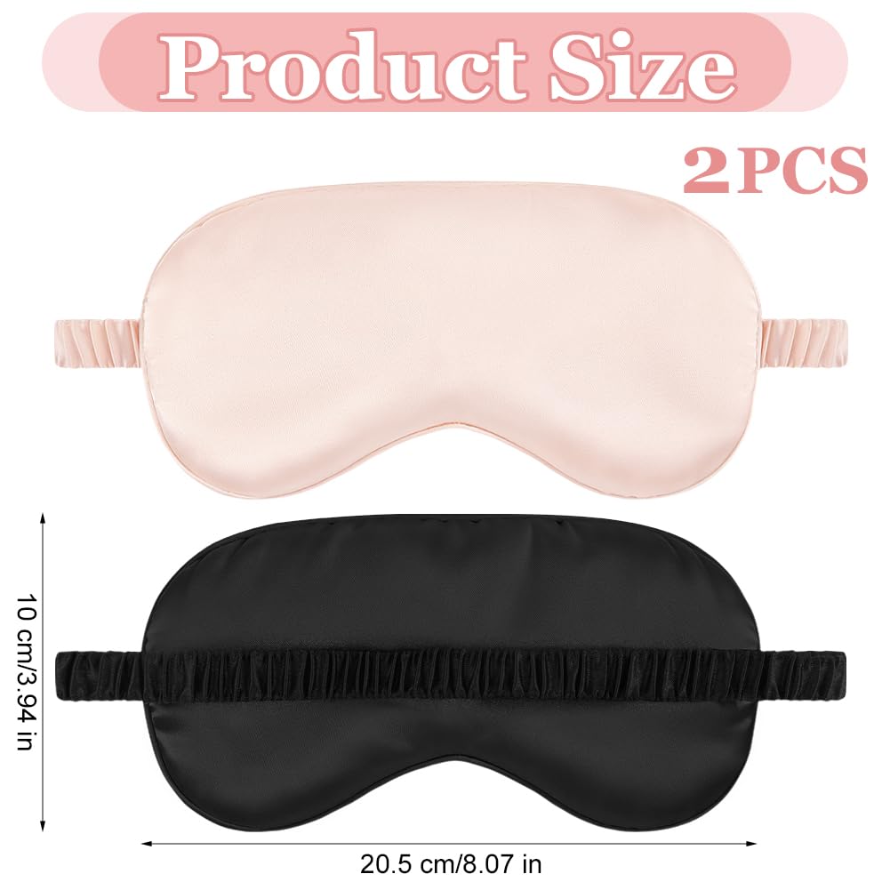 HOTUT Set di 2 mascherine da notte, Maschere per Dormire, maschera per gli occhi super liscia per Dormire, per Donna e Uomo maschera occhi e dormire antiluce cinturino elastico (Nero Rosa)