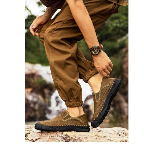 Men's Handmade Genuine Leather Orthopedic Outdoor Loafers, Casual Breathable Slip on Wide Sizes Business Moccasins Comfort Non-Slip Driving Walking Travel Shoes4