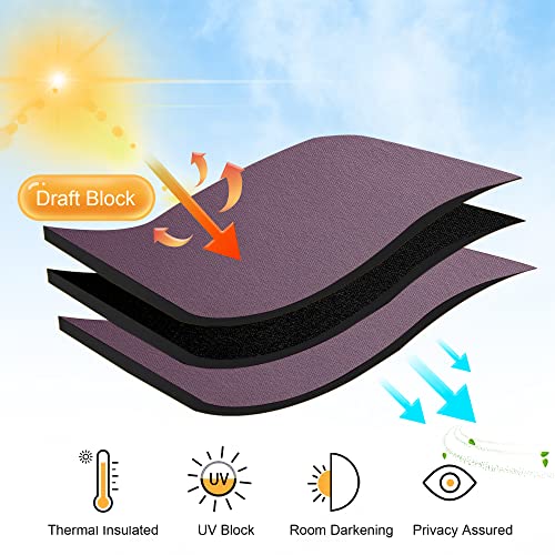 RYB HOME Blackout Curtains for Small Window - Thermal Insulated Privacy Curtains Shades for Kitchen Bathroom Cafe Dorm Loft, W 34 x L 45 inch per Panels, Plum, 2 Pcs