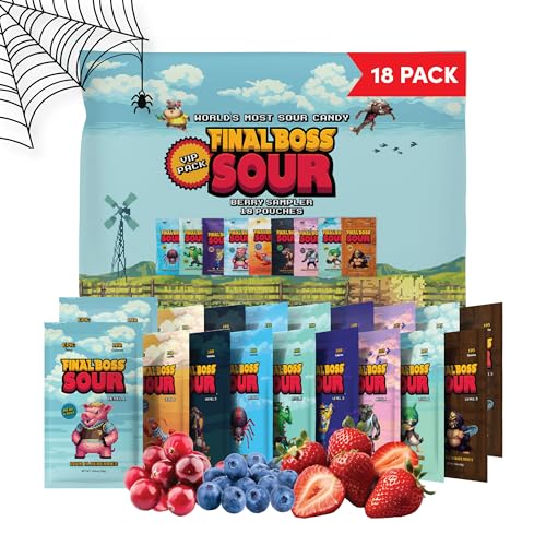 Final Boss Halloween Sour Candy Variety Pack, 18 Pack, All Sour Levels, Extreme Sour Fruit Chews...