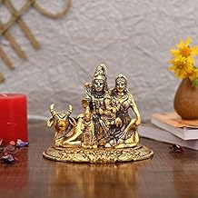 Collectible India Handcrafted Shiva Parvati Ganesh Idol Shiv Parivar Murti Statue Sculpture - Hindu Lord Shiva Idols Family Sitting On Nandi Showpiece Figurine For Home Office Temple Mandir Decoration