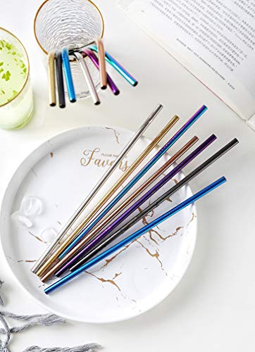Image of Black Reusable Metal Straws 100Pcs for Bulk Pack.Toddler Child Stainless Steel Straws 265mm Straws for 30oz and 20oz Tumblers Yeti Bulk Order(10.5 inch Long, Black-100pcs Straight)