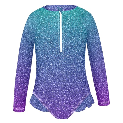 CHIFIGNO Quick Dry One Piece Swimsuit Girls Green Purple Gradient Bathing Suit Girls 3T2