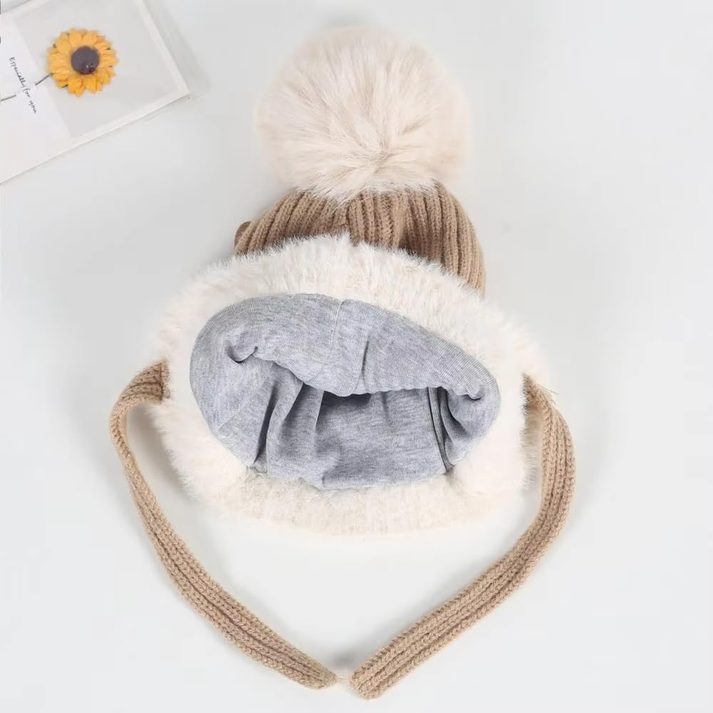 Huntsmasn Era Kids Winter Woolen Beanie Hat Cap for Girls Boys Kids Warm Earflap Polar Fleece Cute Design Hat for Cold Weather (for 5 to15 Year) (in, Age, 5 Years, 15 Years, Standard, Beige) 1