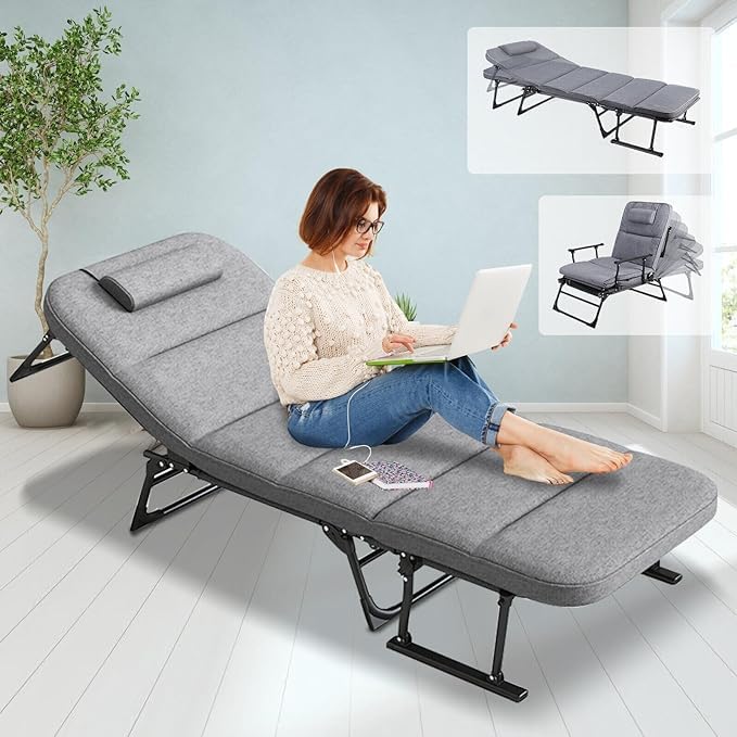 Seafrrzios Adjustable Folding Chair Single for Sleeping Adult Bed for, Camping Bed Portable Foldable Bed Indoor Outdoor for Travelling Folding Camping Stool Outdoor Small Folding Stool (B0DDXJNNYT) Amazon Price History, Amazon Price Tracker