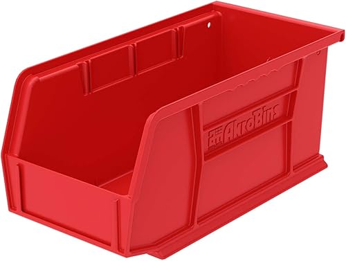 Miniatura 2 de Akro-Mils - 30230RED 30230 AkroBins - Contenedores apilables de plástico para colgar color rojo paquete de 12 y 30235 AkroBins organizador apilable