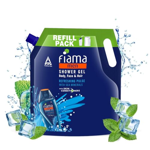 Image of Fiama Men Body Wash Shower Gel Refreshing Pulse, 1.4L Body Wash Refill Pack for Men with Skin Conditioners & Sea Minerals for Moisturized Skin, Skin Friendly pH, For All Skin Types