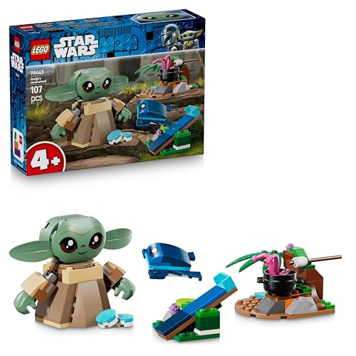 LEGO Star Wars 75443 Grogus Zuhause - Spielzeug mit Grogu Figur & Sorgan Frosch sowie Katapult & blauen Makronen - Geschenk für Jungen & Mädchen ab 4 Jahren und Fans von The Mandalorian
