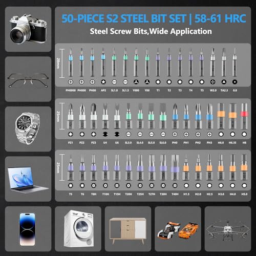 50 In 1 Ratchet Screwdriver Set, Multi Precision Bits Magnetic Ratcheting Screwdriver Set with Storage Case - image 4