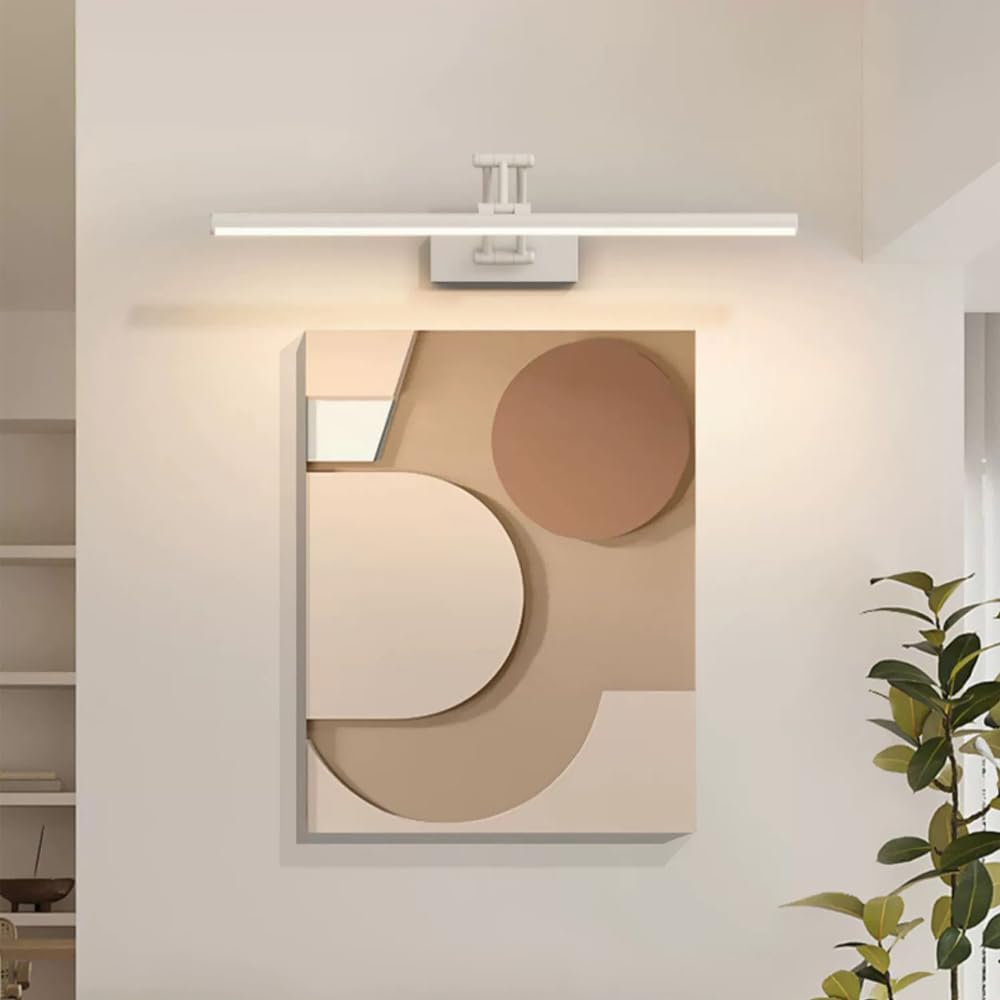 Mengjay LED Lampada Specchio Bagno,Lampada Da Parete Rotante Per Bagno 3000K/4000K/6000K,Applique da Parete Interno Moderno In Metallo per Camera da Letto Soggiorno Corridoio (Bianco, 60cm)