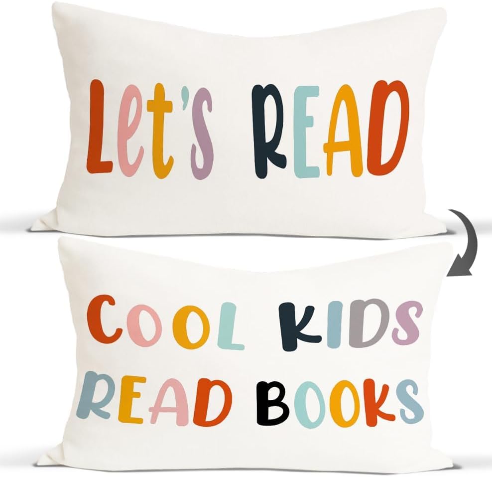 Rusenbao Classroom Kids Reading Decorative Pillows Covers for Bed, 12x20 Pillow Cover, School Girl Style Classroom Decor, Toddler Reading Nook Nursery Decor for Couch Bedroom Playroom - Image 2
