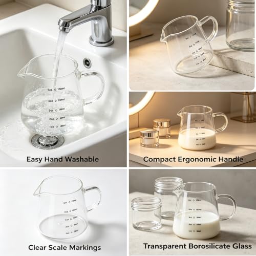 Vaso medidor de vidrio de 150ml/250ml transparente miniatura 7