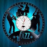 El reloj de concierto Pantalla de discos de vinilo Reloj de música Reloj de pared con luz LED 3D Lámpara de pared de jazz Regalos para violonchelo Reloj iluminado con LED de 7 colores.