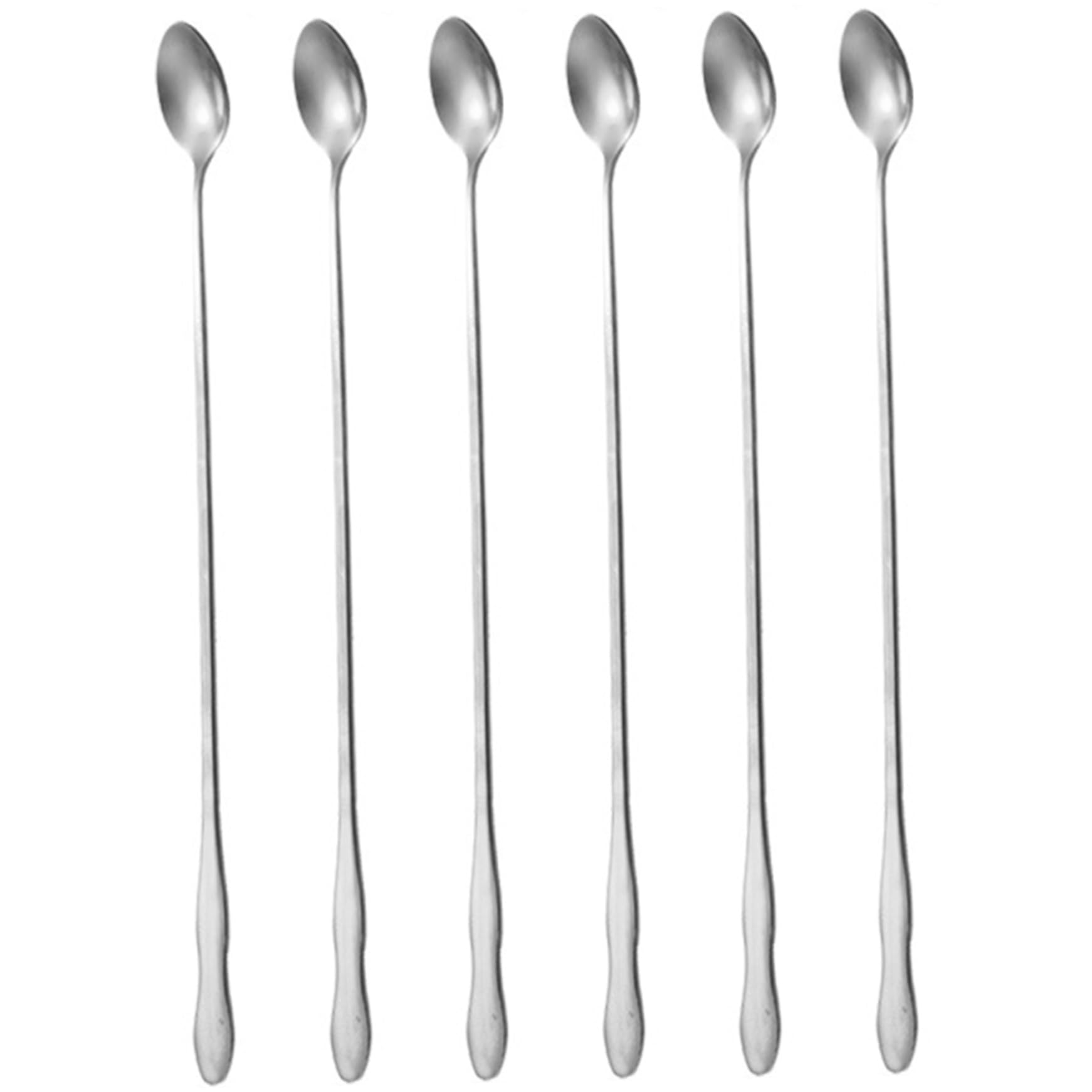Vervevum 6PCS Long Tea Spoons 10 Inch Length Stainless Steel Coffee Stirrers Easy to Clean Cocktail Stirring Spoons Thicken Coffee for Drink Ice Cream, Stirring