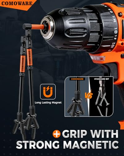 Image of COMOWARE 20pcs Allen Wrench Drill Bits Metric&SAE, S2 Steel 1 /4 inch Hex Bit Set, CNC Tip Screwdriver Bits, 4 inch Length Magnetic Drill Bit, Impact Hex Bitss Set with Magnetizer for Power Drill