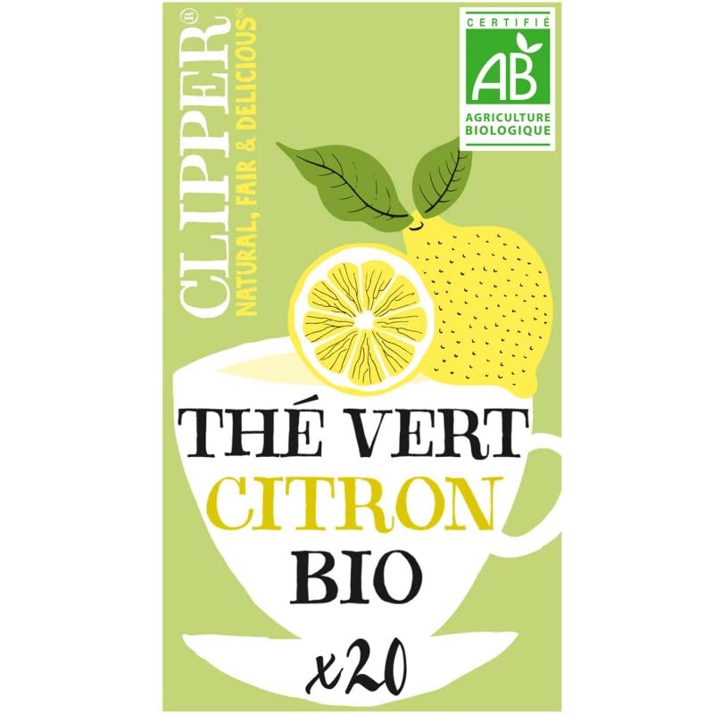 CLIPPER – Infusión de té verde limón orgánico – sabor refrescante y bienestar natural – 35 g – 4 unidades