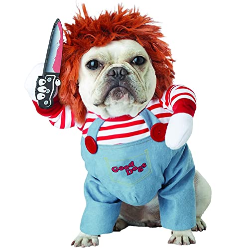 Deadly Doll Pet Costume, Novelty Cosplay for Dogs & Cats, Funny & Scary Halloween Outfit