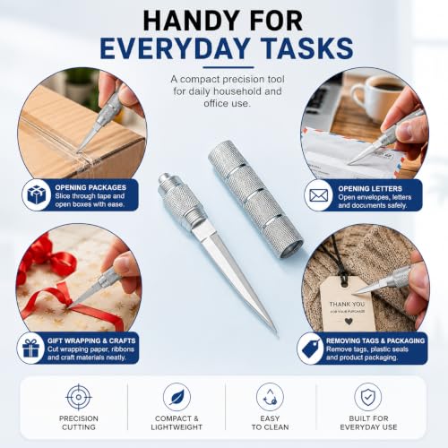 Image of Machado Compact Stainless Steel Kitchen Paring Knife with Detachable Handle | Portable Mini Box Opener for Daily Household & Office Use, Manual Open Design