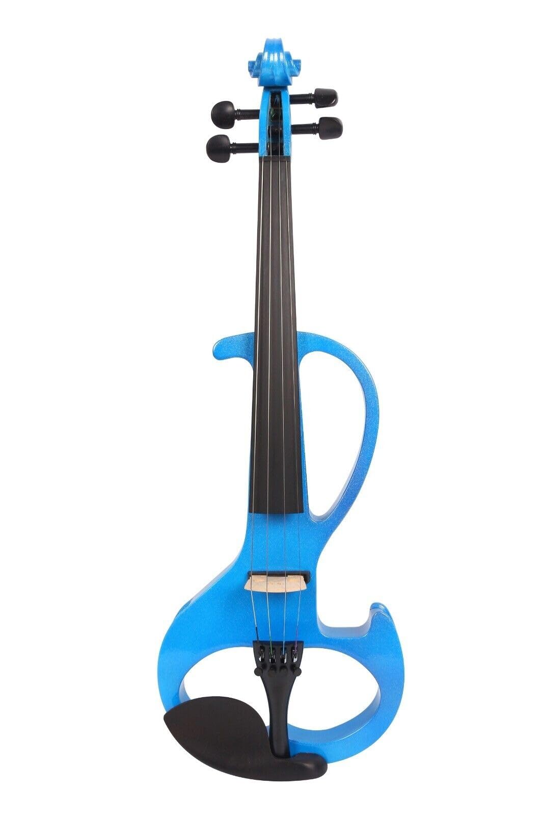 YoungMonic Full Size 4/4 Electric Violin Solid Wood Designed for Silent Practice Features Ebony Wood Fingerboard and Electric Setup for Amplified Sound (blue)