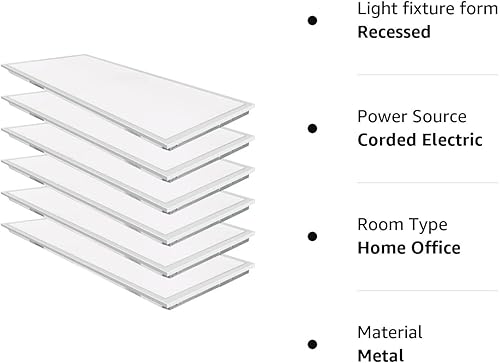 Miniatura 8 de WEIZE (6 Pack 2x4 FT LED Flat Panel Troffer Light, 304050W 3-Wattage Selectable, 5000K Recessed Back-Lit Drop Ceiling Light, 0-10V Dimmable Lay in