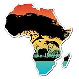 Africa Colorful Continent Shape Wild Nature Vinyl Sticker - Car Phone Helmet - Select Size