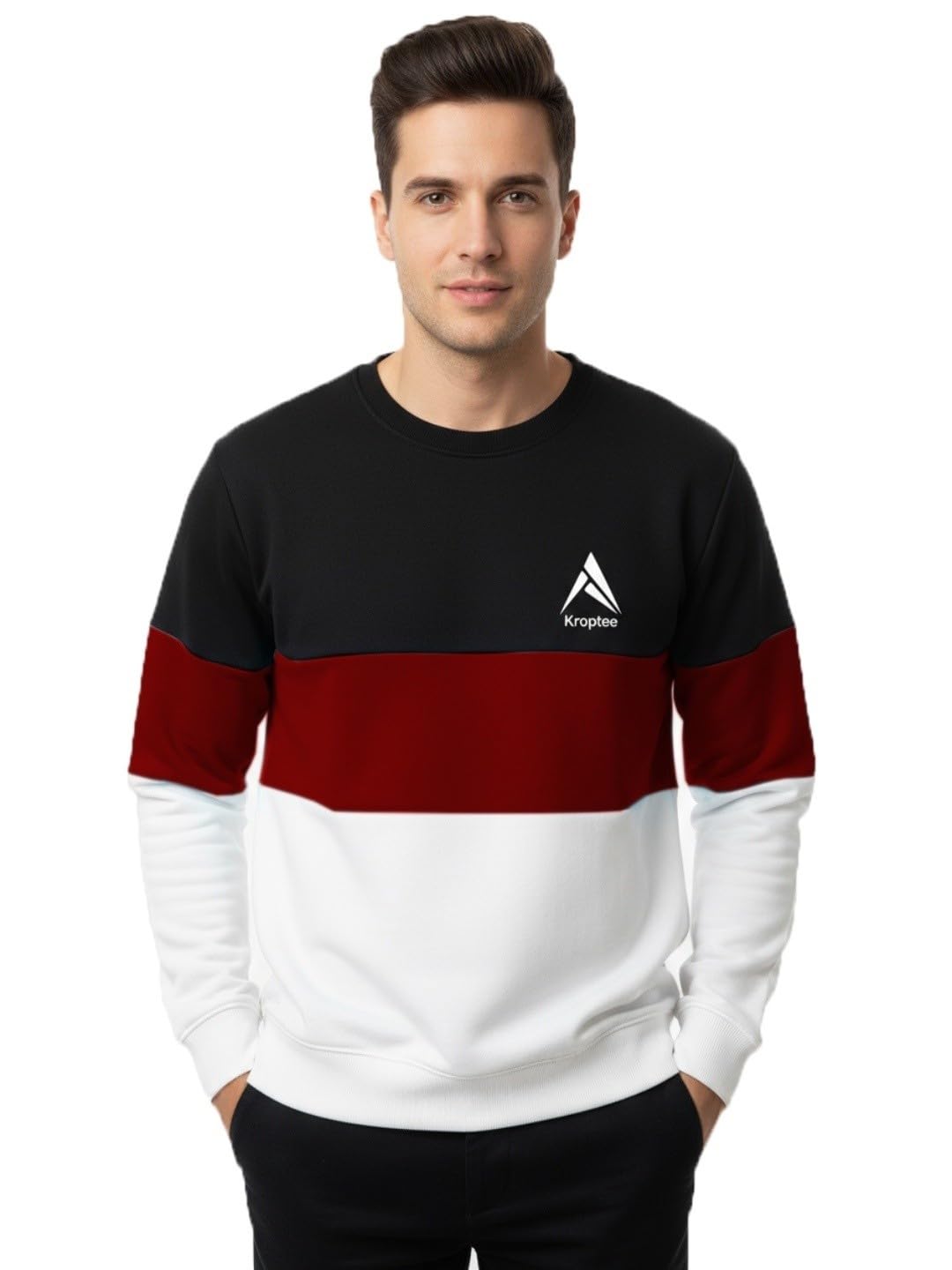 Stylish Men's Color Block Sweatshirt Round Neck Sweatshirt (Pack of 1)-picture-25