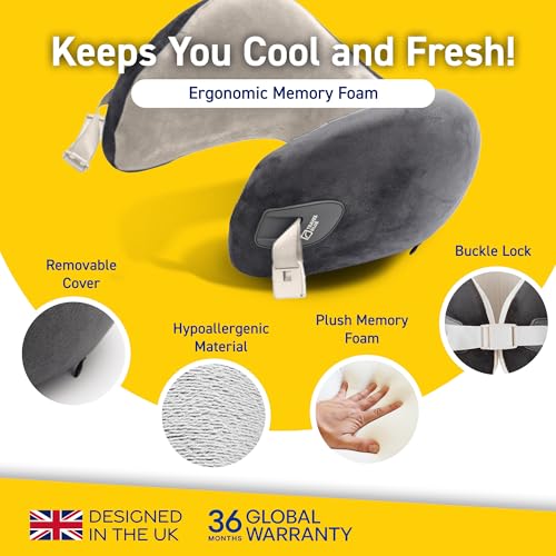 Image of Travel Blue Infinity Travel Ergonomic Neck Pillow Enjoy uninterrupted Sleep with 360-degree Support with Luxurious Hypoallergenic Material Pillow (Grey)