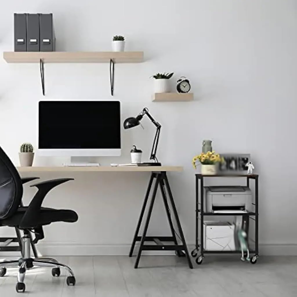 3 Tier Rolling Cart, Kitchen Carts on Wheels with Storage and Steel Frame, Multifunctional Utility Bathroom