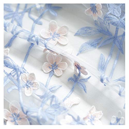 NAKAN Tela de Encaje Azul Tela Floral Bordada Flor Material de Malla De Tul para Manualidades De...