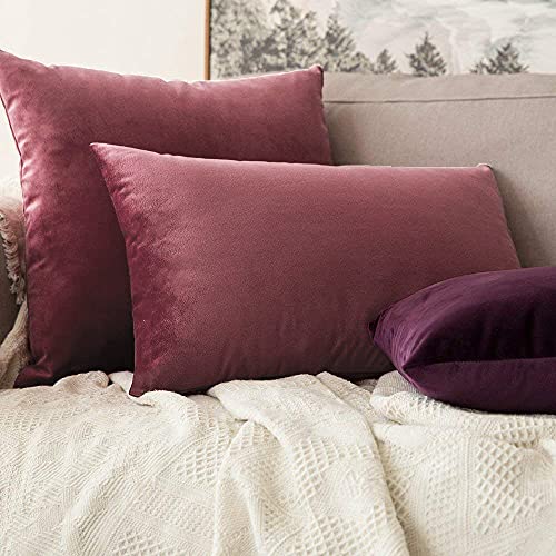 Image of Khooti Velvet Cushion Cover Pack of 1-18 inch x 28 inch / 46 x 71 cm - Jam - Soft Pillow Covers Cushion Case for Sofa Bedroom Livingroom Chair Car, Cushion Cover
