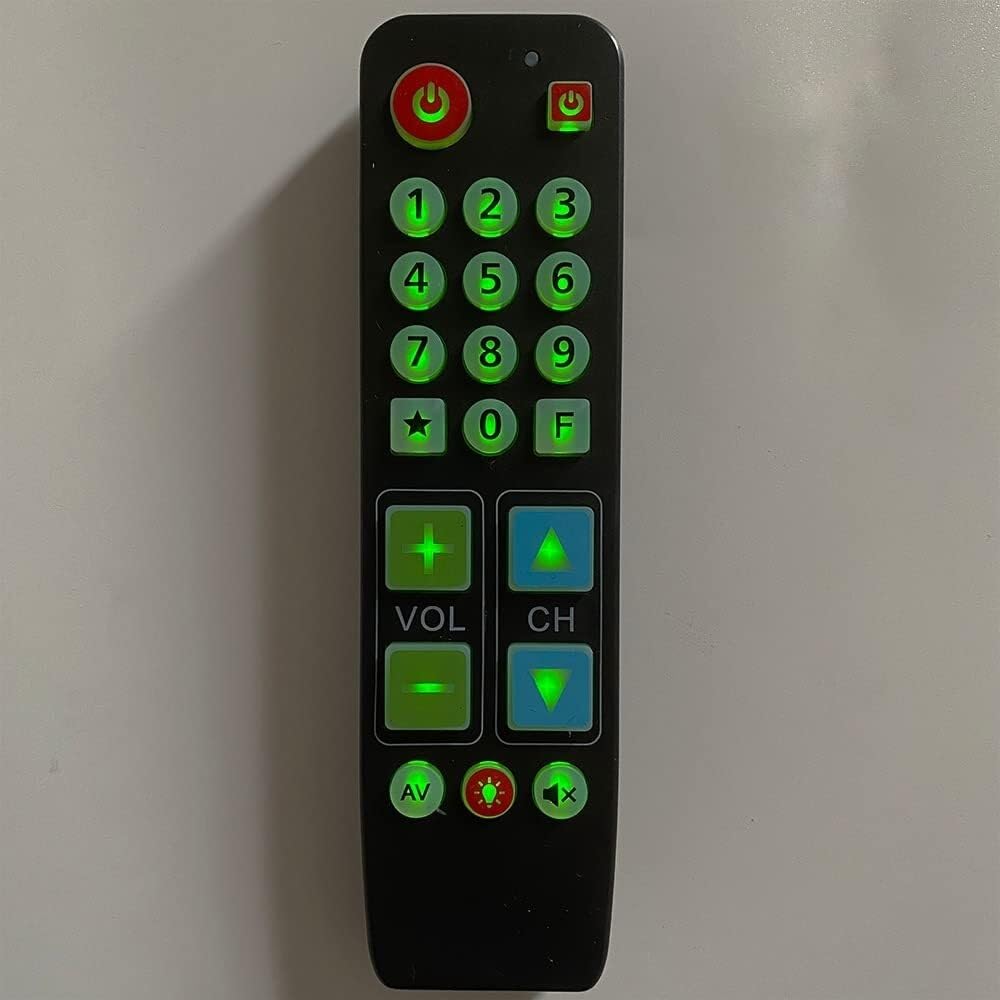 Telecomando con 21 grandi tasti per TV, VCR, DVD, STB, DVB TV-BOX, telecomando facile da usare con retroilluminazione, per persone anziane