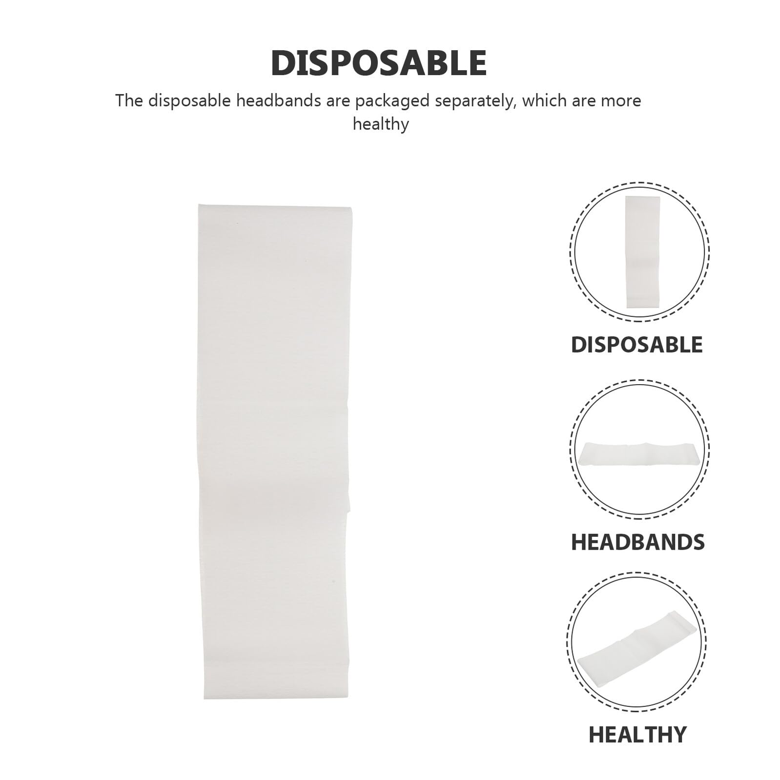 VILLCASE Fasce per Chioma Monouso Non Tessuto Elastiche Bianche 100 Pezzi Accessori per Spa Trucco e Cura della Pelle Leggere e Traspiranti Chiusura Comoda