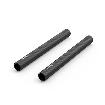 SMALLRIG 15mm Carbon Fiber Rods 6 Inches for 15 mm Rod Support System (Non-Thread), Pack of 2-1872