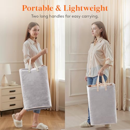 Image of Lifewit 65L Large Collapsible Laundry Hamper, Tall Foldable Dirty Clothes Baskets Waterproof, Freestanding Design with Easy Carry Handles in Dorm Bedroom Bathroom College, Grey