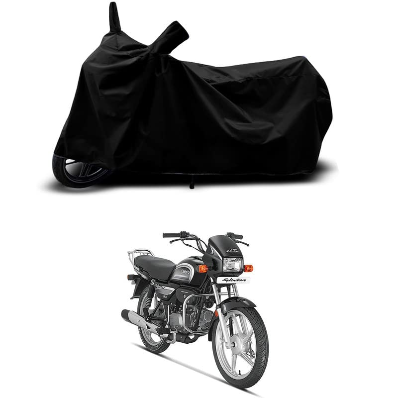 Image of 100% Scratchproof /UV-Rays /Heat Protection /Birds Dropping /Water Resistant /Dust Proof /Waterproof /Full Bike Scooty Two Wheeler Body Cover Compatible for Splendor Plus i3S All Varients[Black]