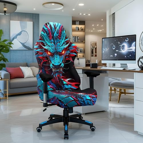 Funda para silla de videojuegos Simpkeely de dragón reactiva a luz UV 8