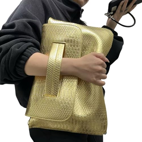 Image of Women Classic Crocodile Pattern Faux Leather Clutch Purse Oversized Female Shoulder Bag Messenger Handbag